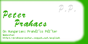 peter prahacs business card